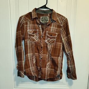 BKE Brown Plaid Button Down Shirt